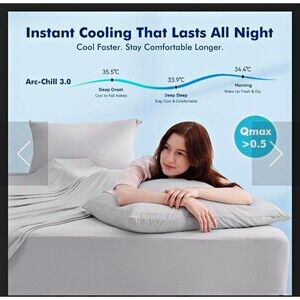 Elegear Arc-Chill 3.0 Silver-Ion Cooling Sheet Set Queen White Deep Pocket